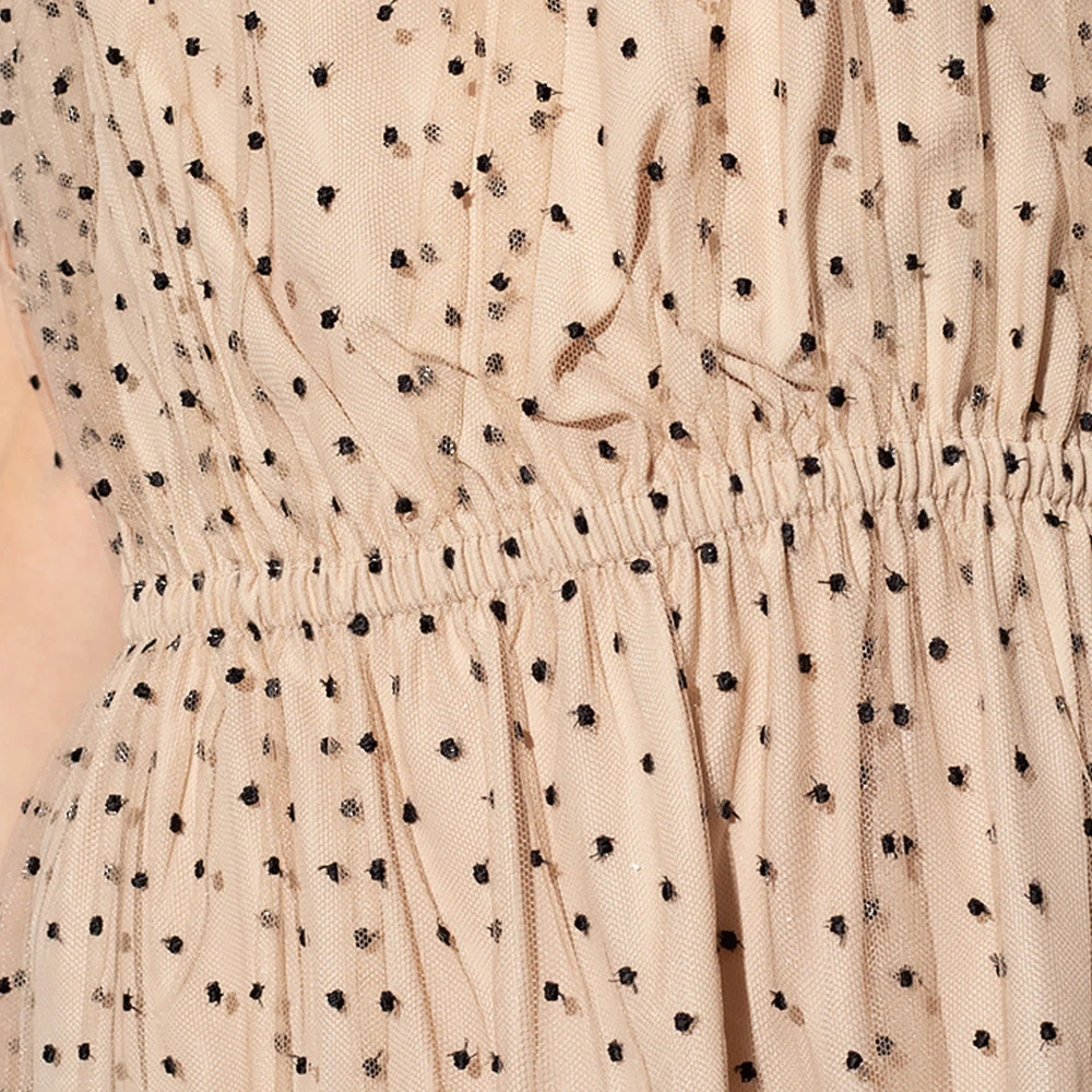 Gucci One-Shoulder Tulle Jurk met Polka Details Beige Dames