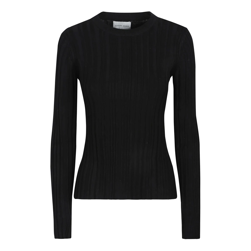 Loulou Studio Geribbelde Longsleeve Top Black Dames