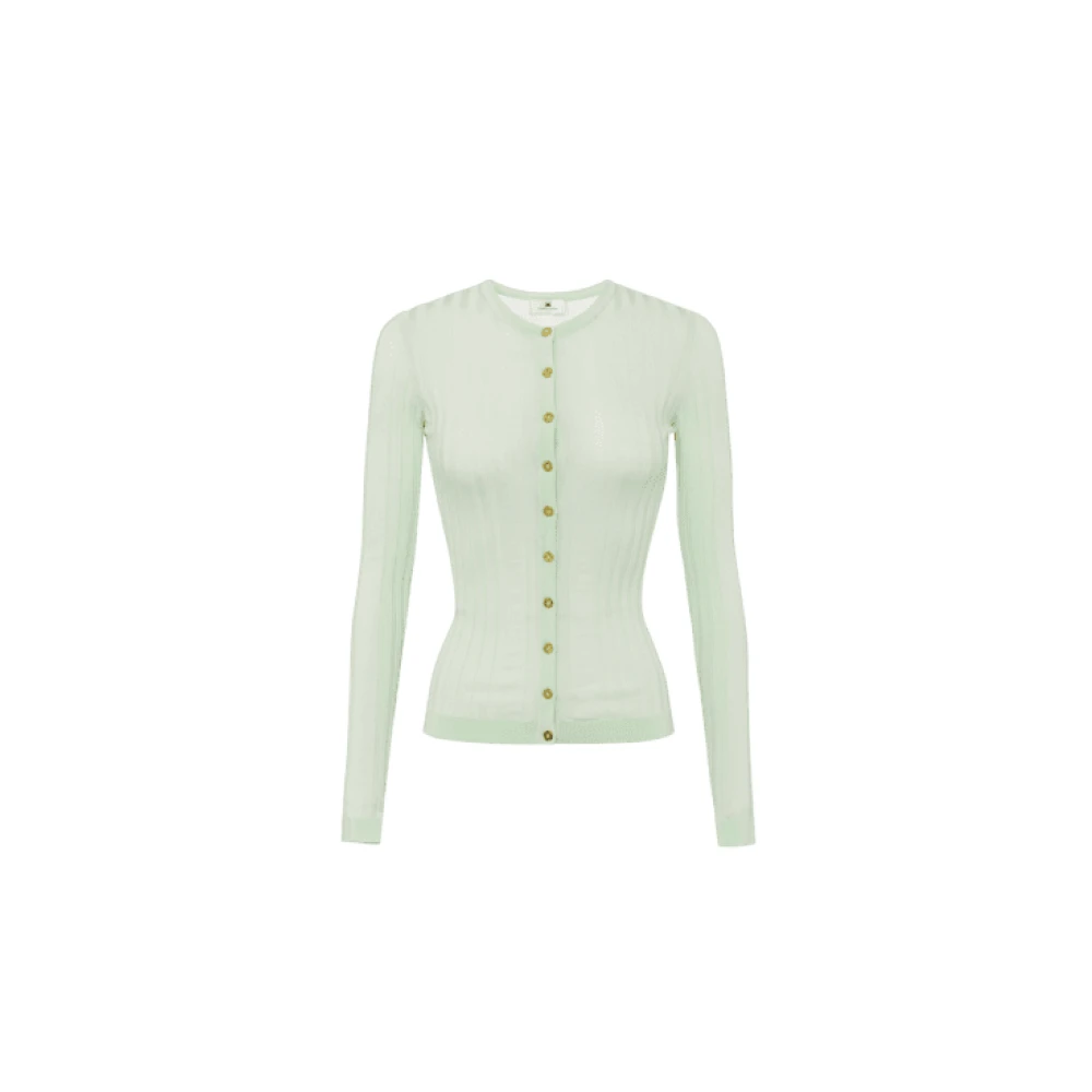 Elisabetta Franchi Gouden knoop katoenen vest Green Dames