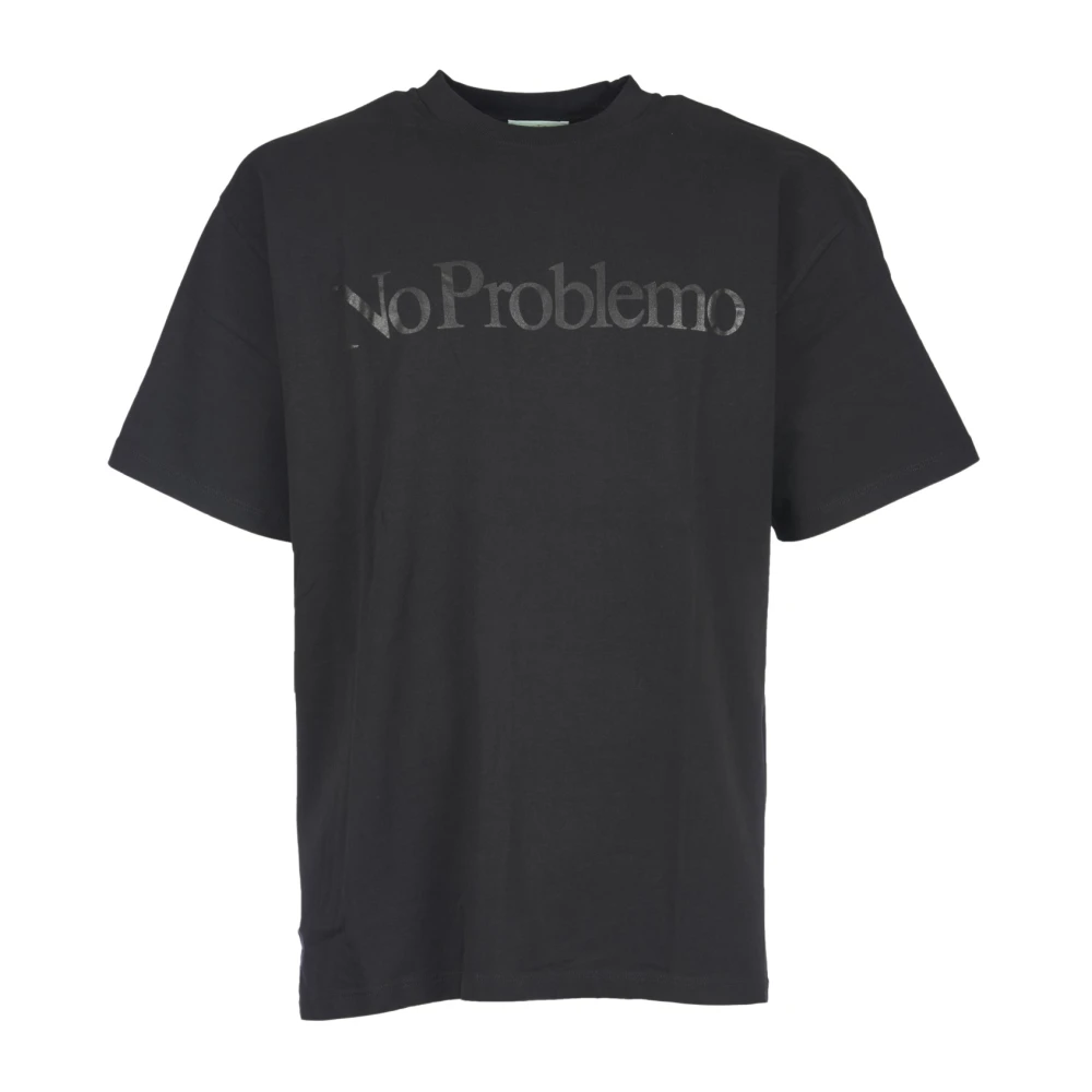 Aries No Problemo T-Shirt met Slogan Print Black Heren