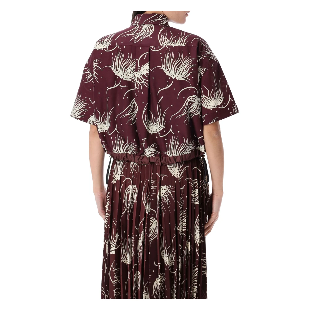 Sacai Bordeaux Gedrukt Shirt Spread Kraag Multicolor Dames
