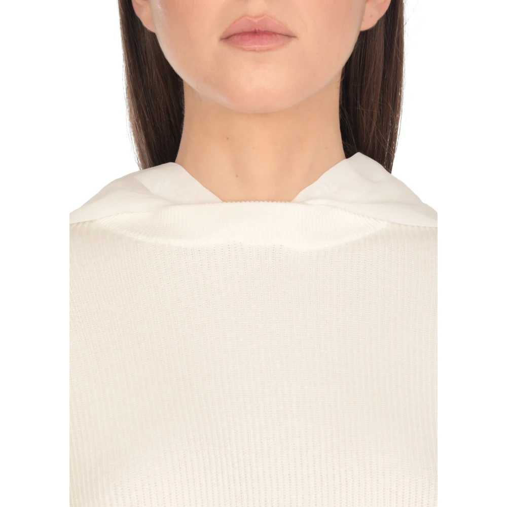 BRUNELLO CUCINELLI Ivoor Katoenen Trui met Geribbeld Patroon Beige Dames