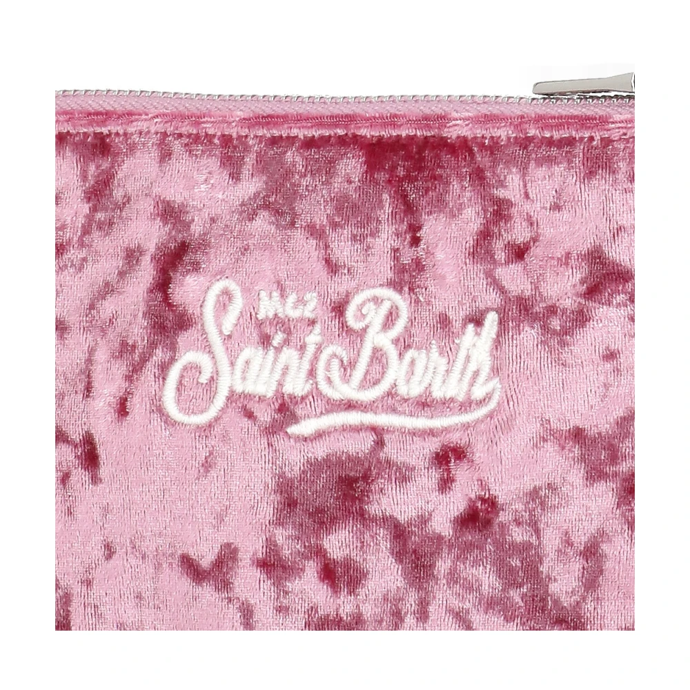 Saint Barth Roze Velvet Pochette met Borduurwerk Pink Dames