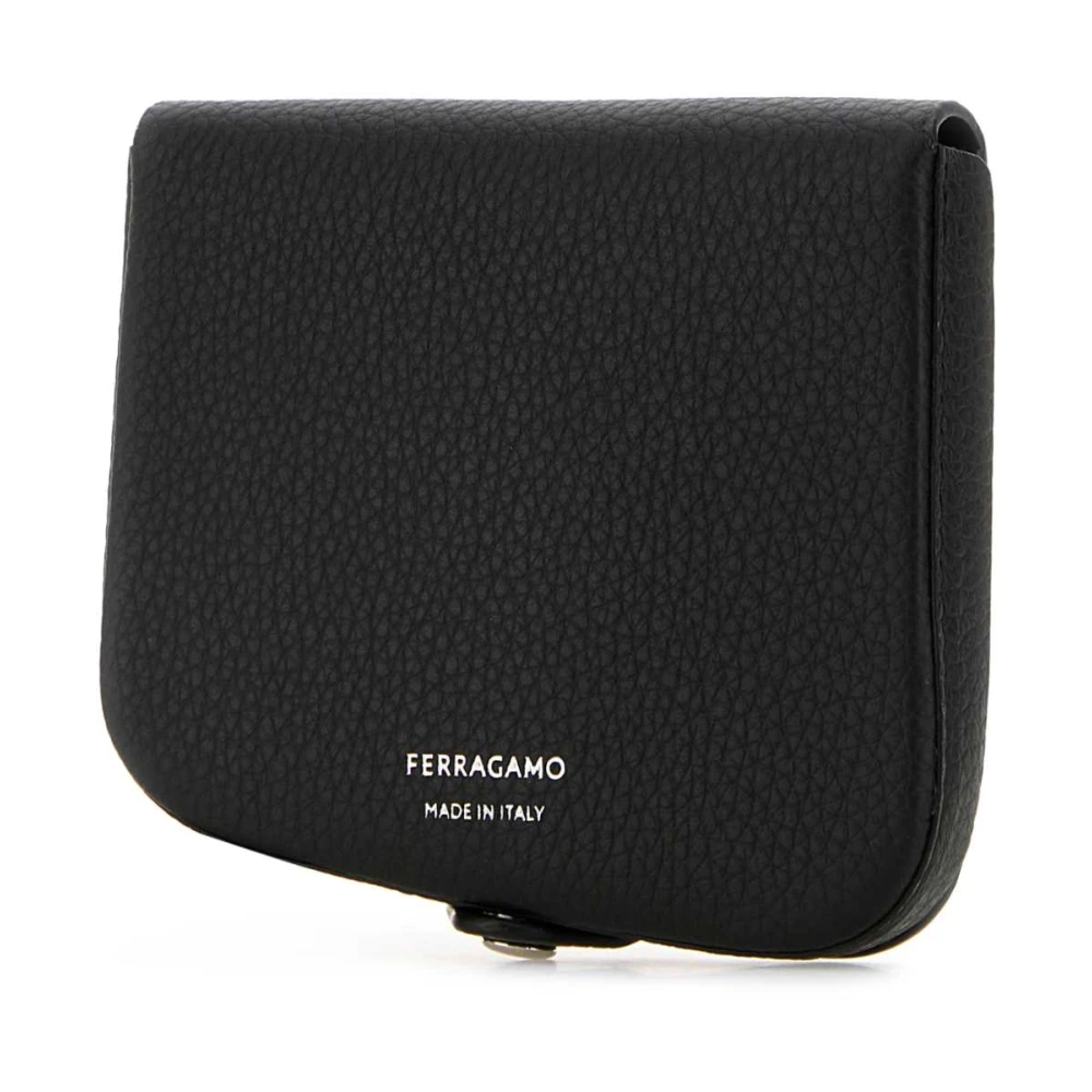 Salvatore Ferragamo Stijlvolle zwarte leren muntportemonnee Black Heren