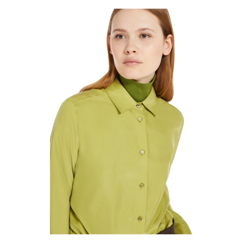 Max Mara Weekend Groene zijden overhemd met lange mouwen Green Dames