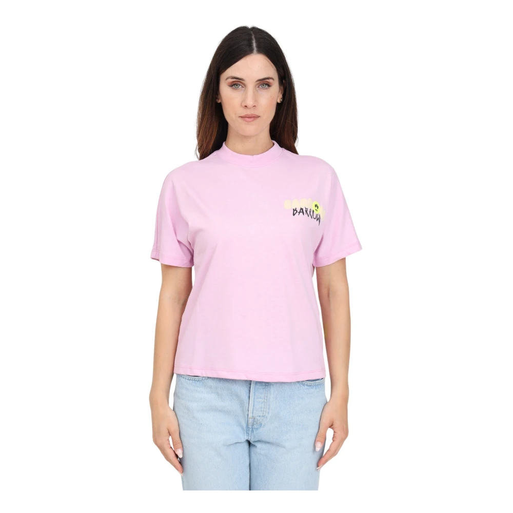 Barrow Roze T-shirt met Logo Print Pink Dames