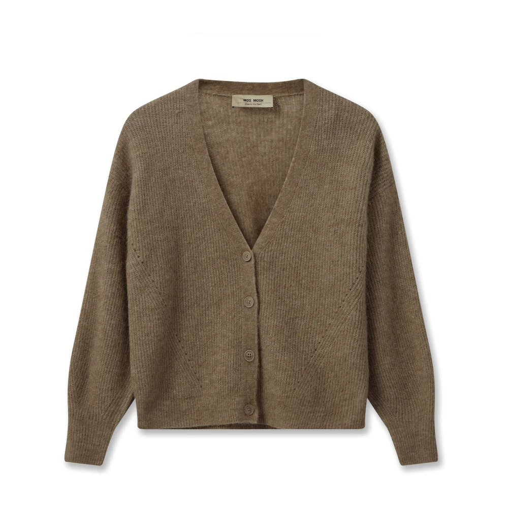 MOS MOSH V-Hals Gebreide Vest Rain Drum Brown Dames