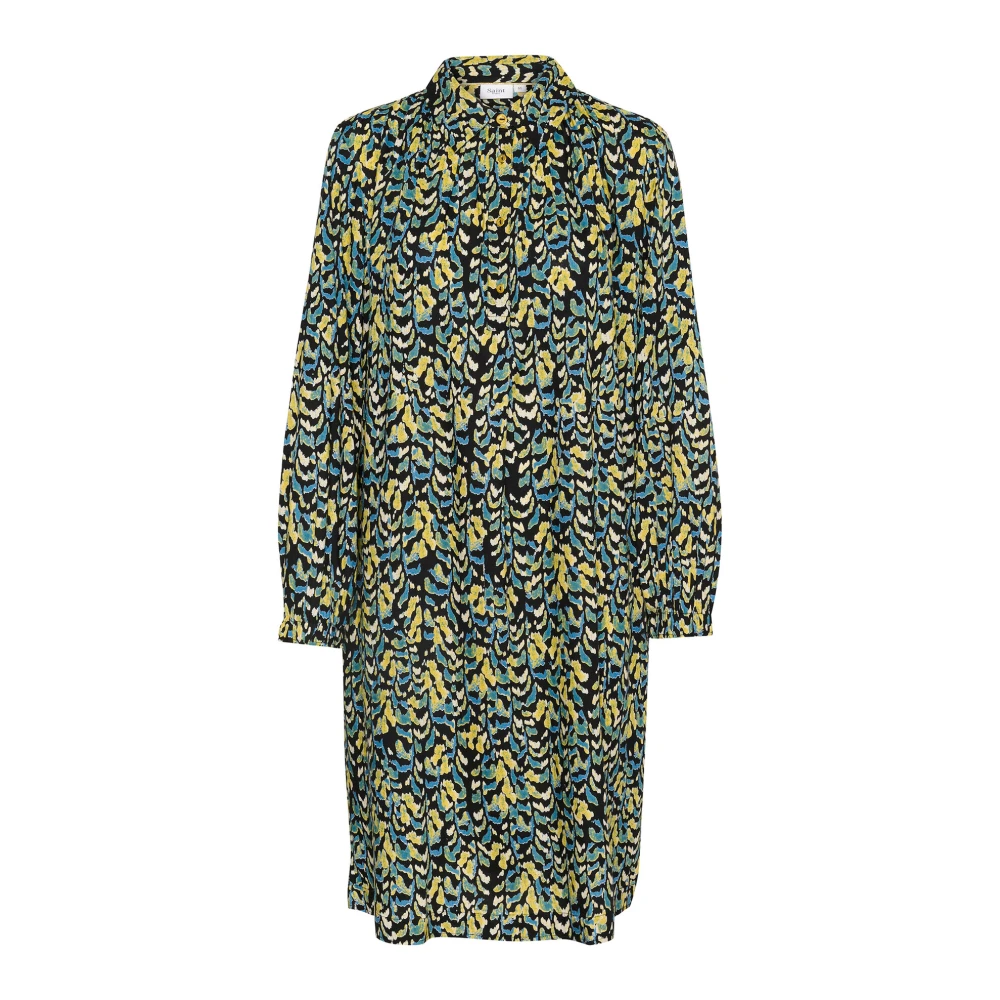 Saint Tropez Zwart Grafisch Rind Jurk Multicolor Dames