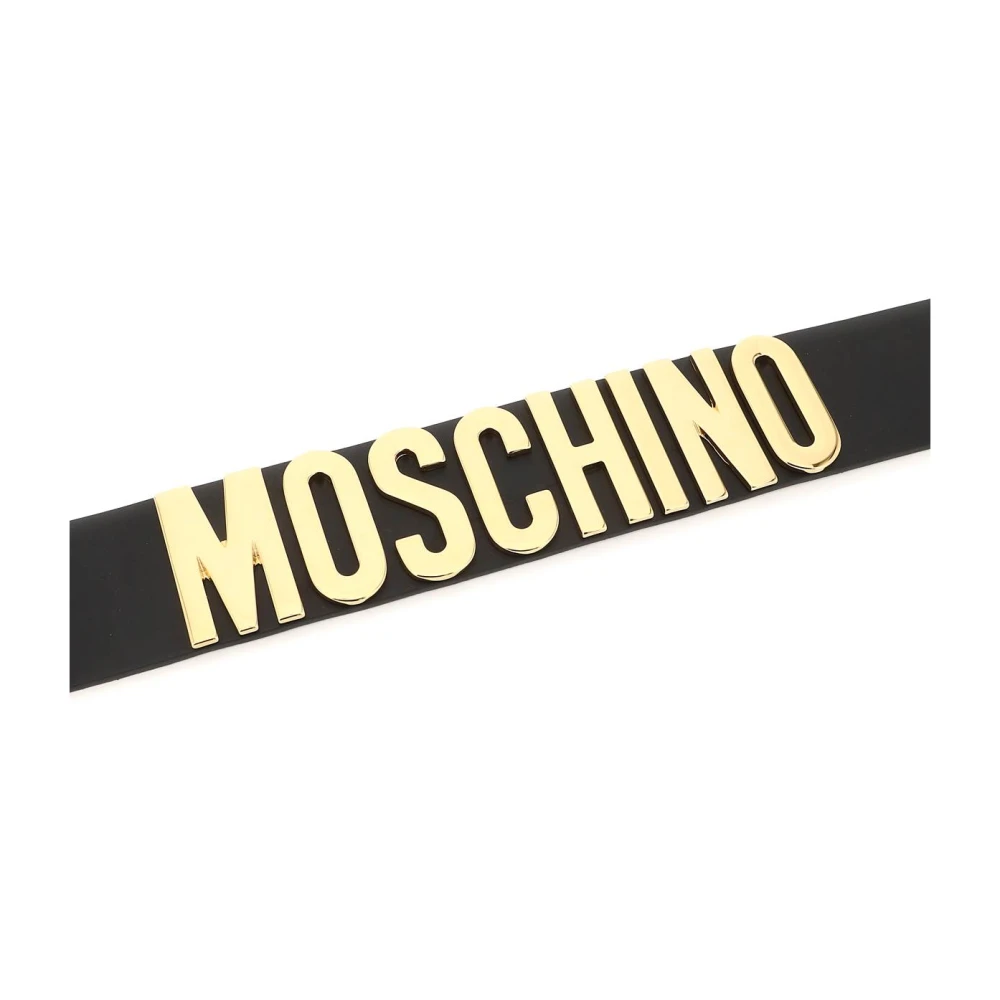 Moschino Logo Lettering Leren Riem Black Dames