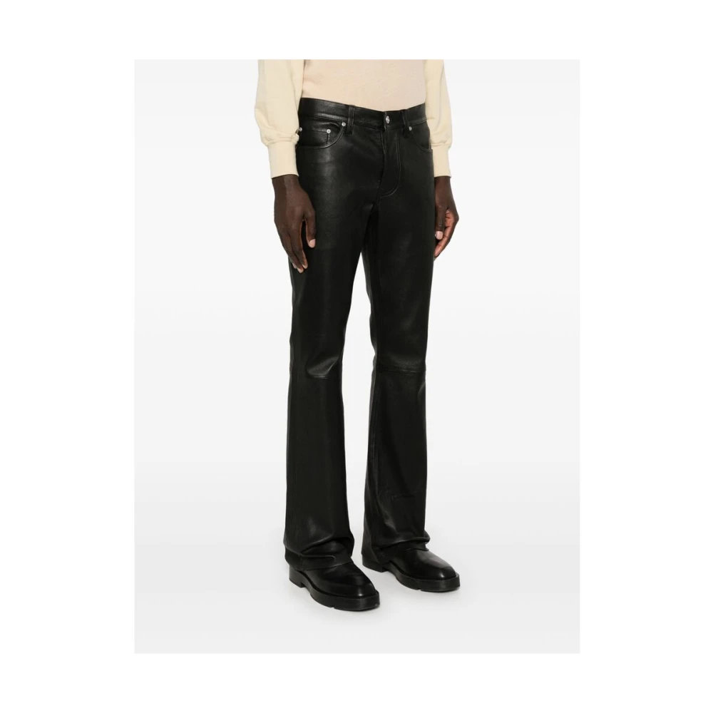 Purple Brand Zwarte lamsskin leren broek klassieke stijl Black Heren