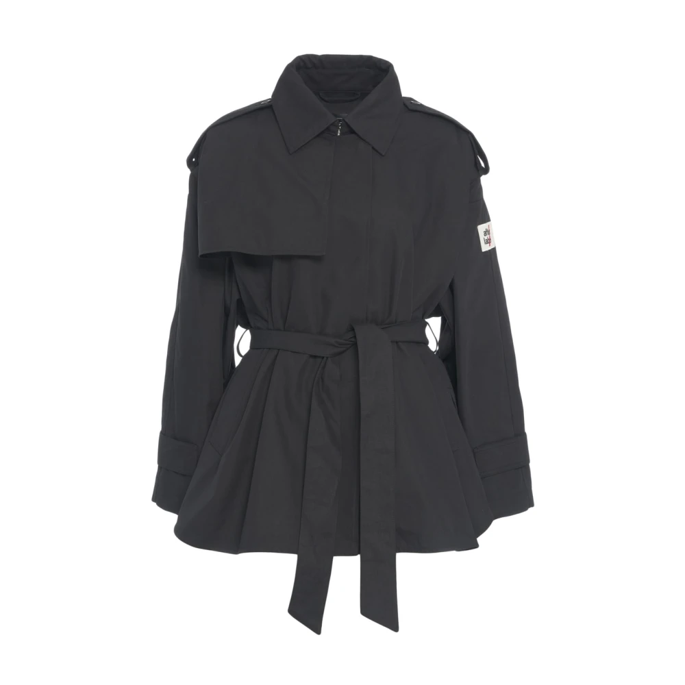 Afterlabel Zwarte Korte Trenchcoat Stijlvolle Laagjes Black Dames
