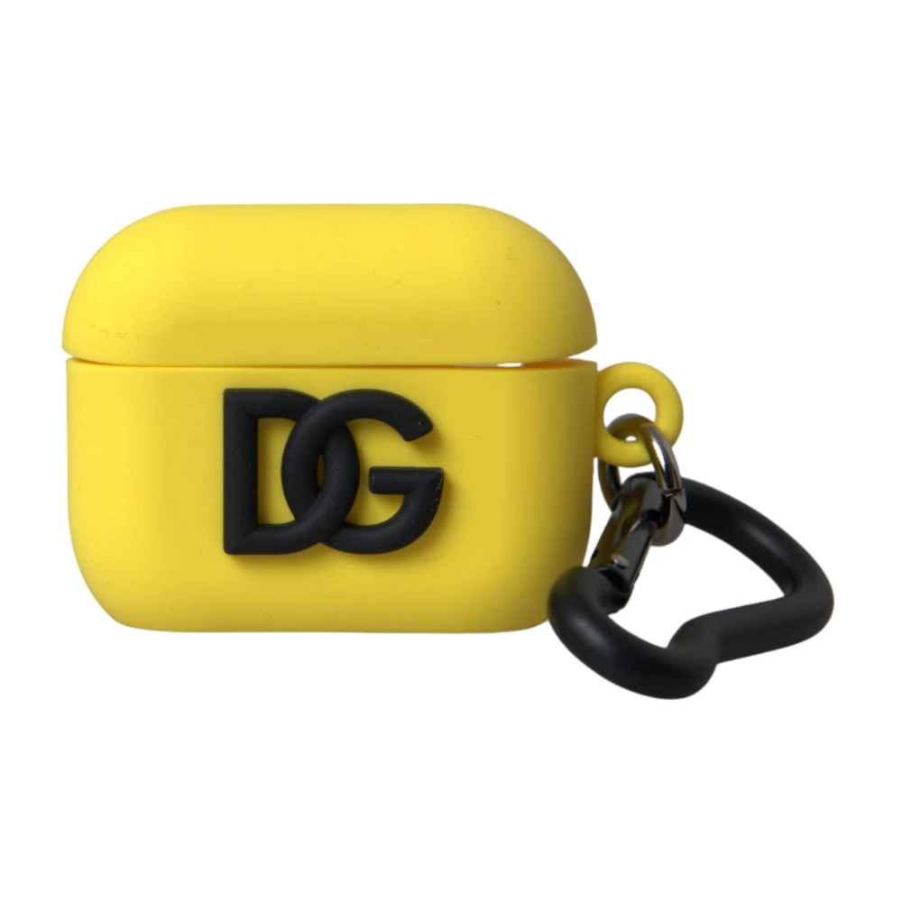Dolce & Gabbana Gele Siliconen Airpods Hoesje met Logo-Embossing Yellow Unisex