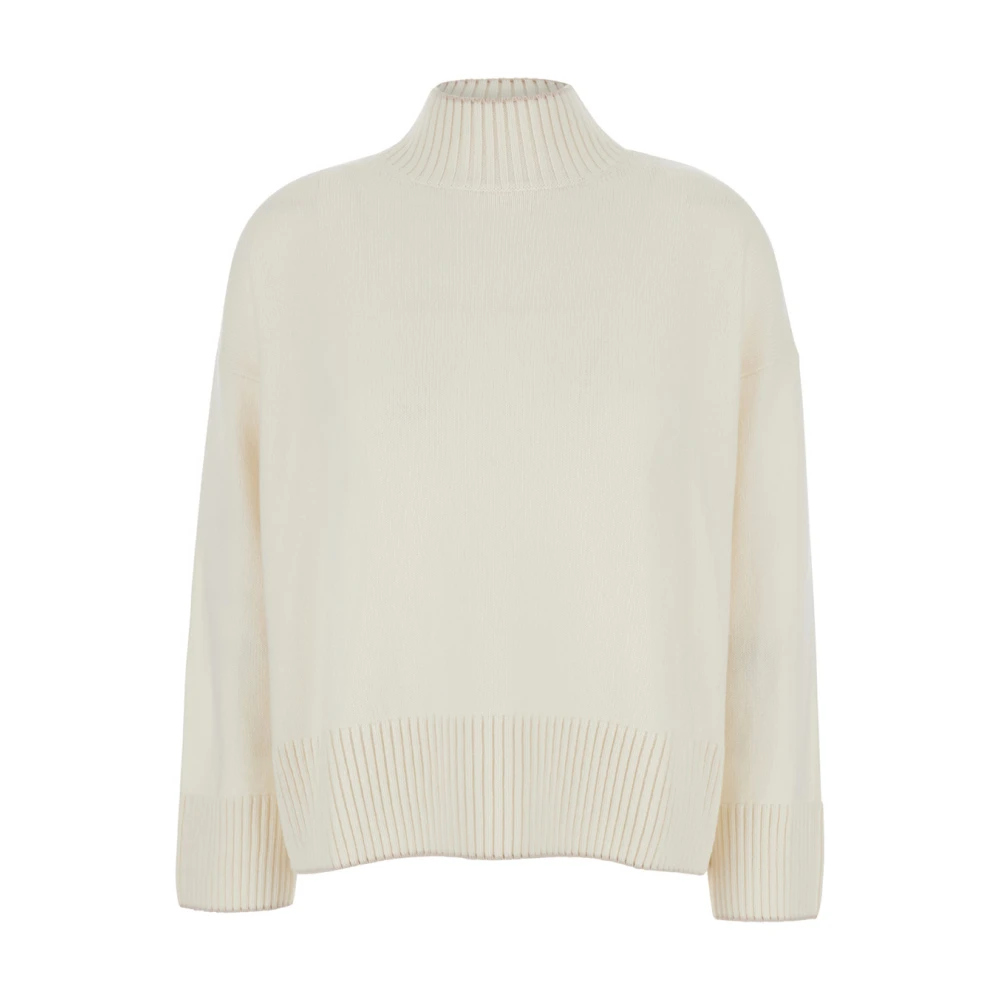 Eleventy Cashmere Tipping High Neck Sweater White Dames