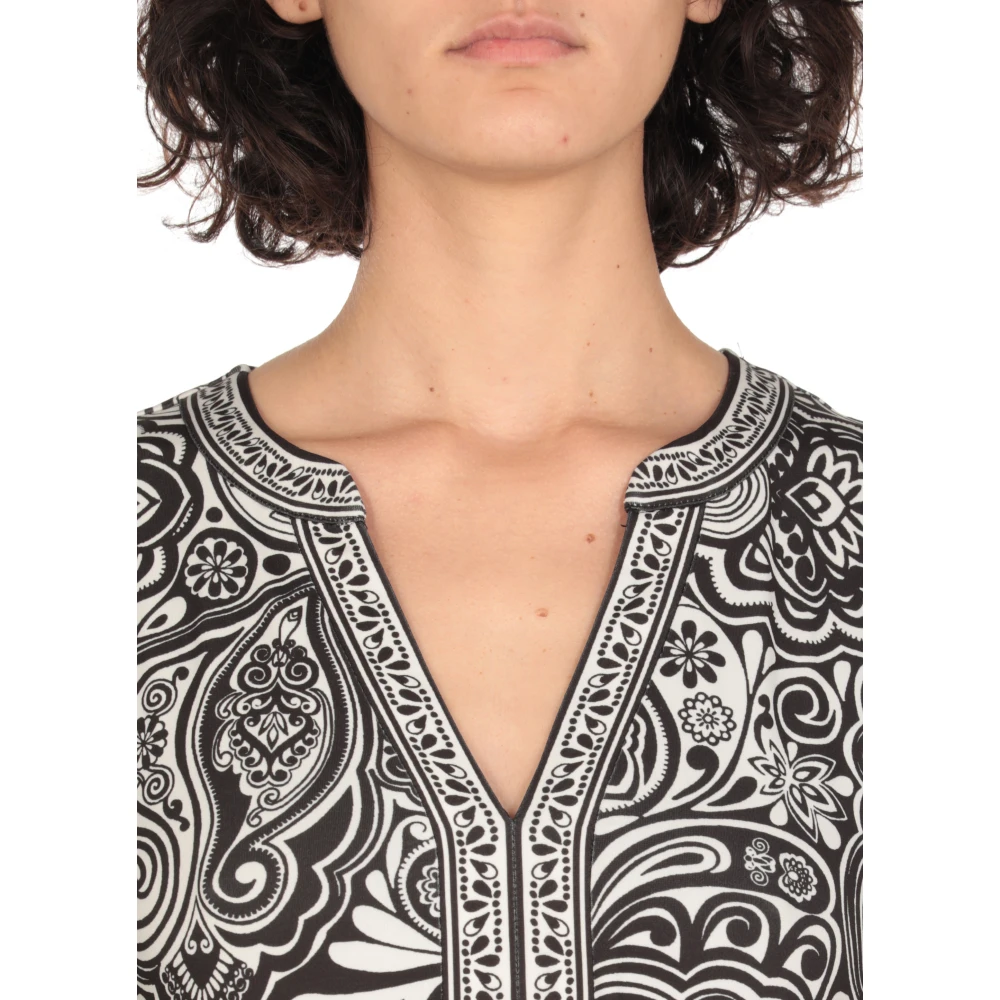 Hale Bob Bloemen V-Hals Jurk Zwart Black Dames