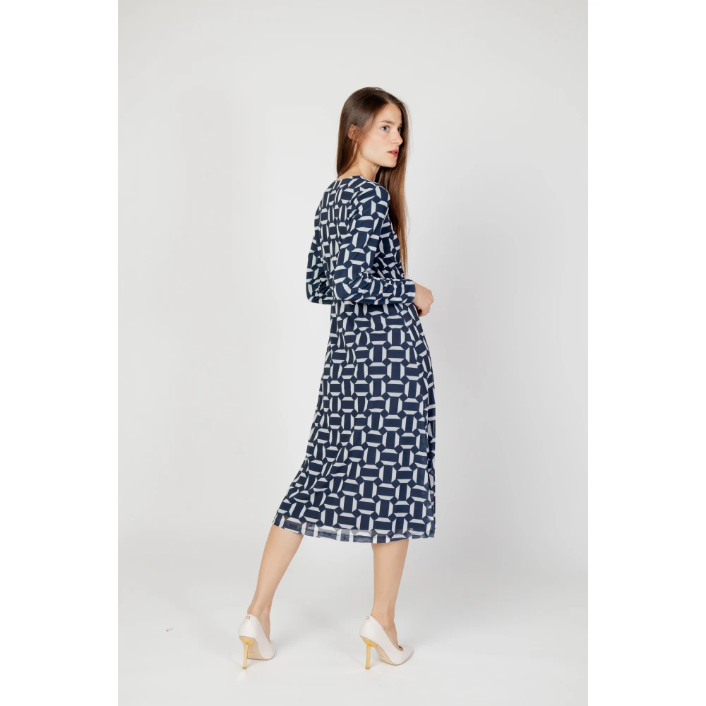 Street One Blauwe Geometrische V-hals Jurk Blue Dames