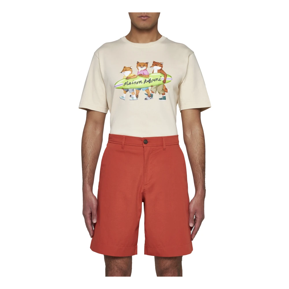Maison Kitsuné Stijlvolle Shorts voor Mannen Orange Heren