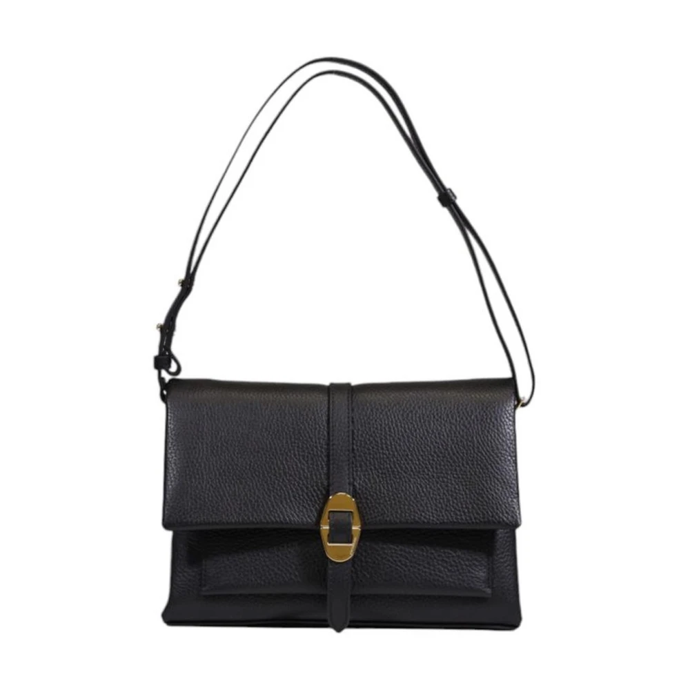 Coccinelle Zwarte leren handtas Premium afwerking Black Dames