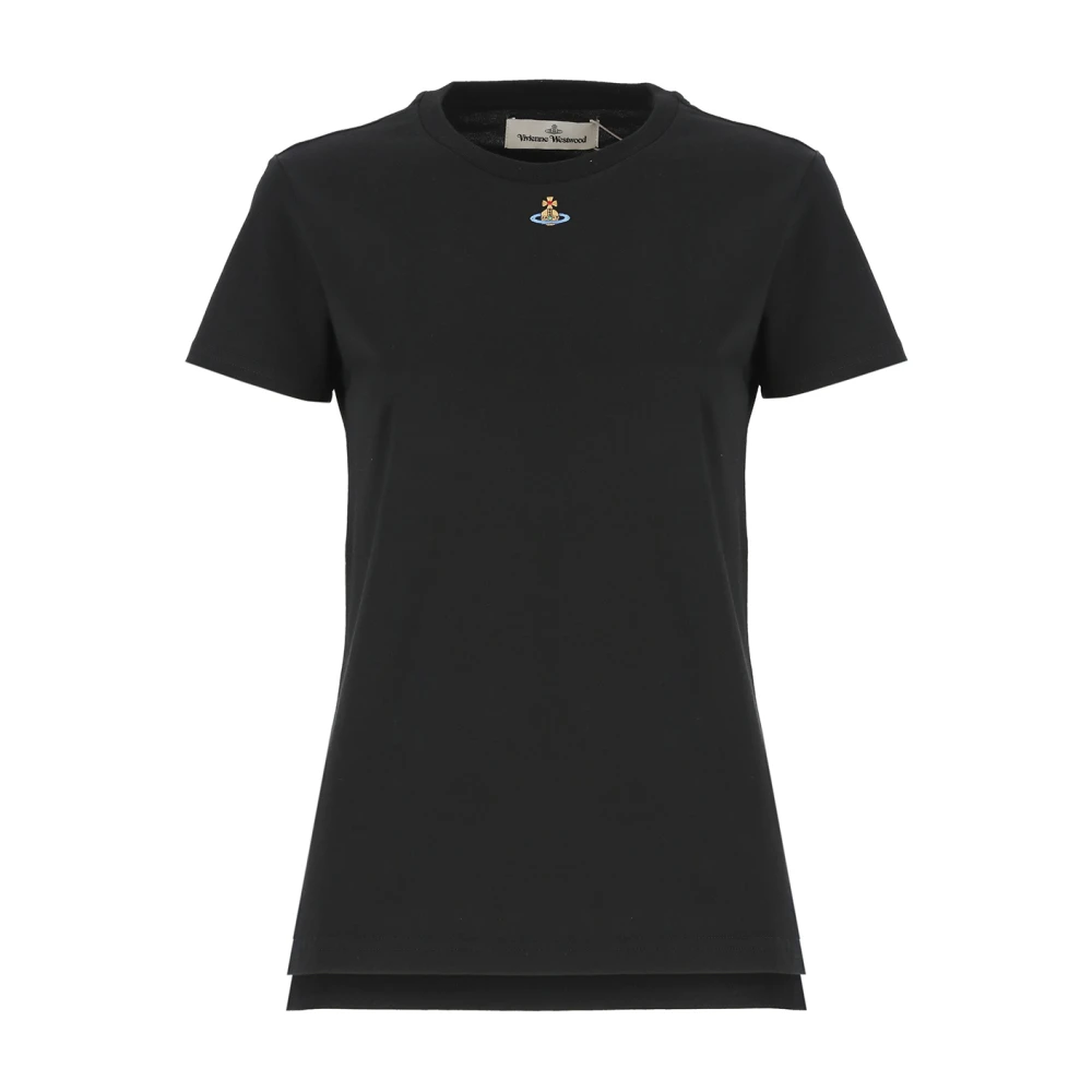 Vivienne Westwood Svart Bomull T-shirt med Orb Broderi Black, Dam