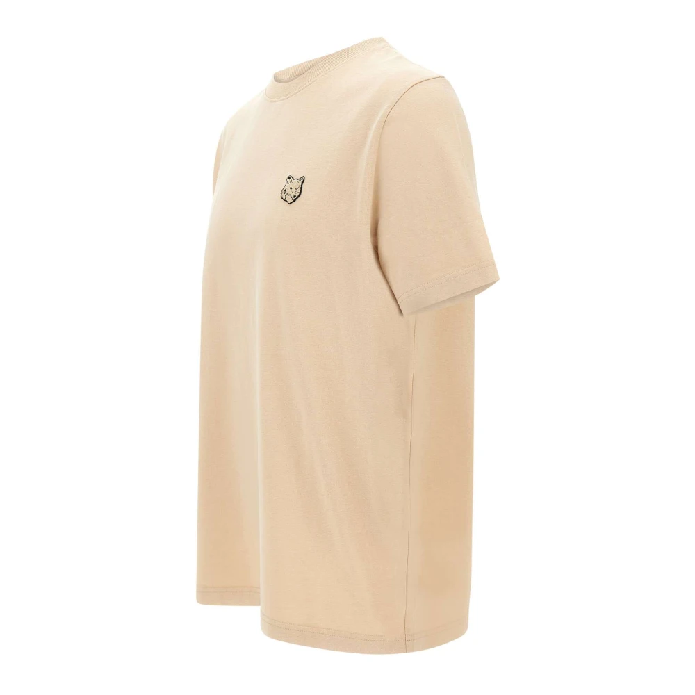 Maison Kitsuné Heren Katoenen T-shirt Nude Logo Borduurwerk Beige Heren