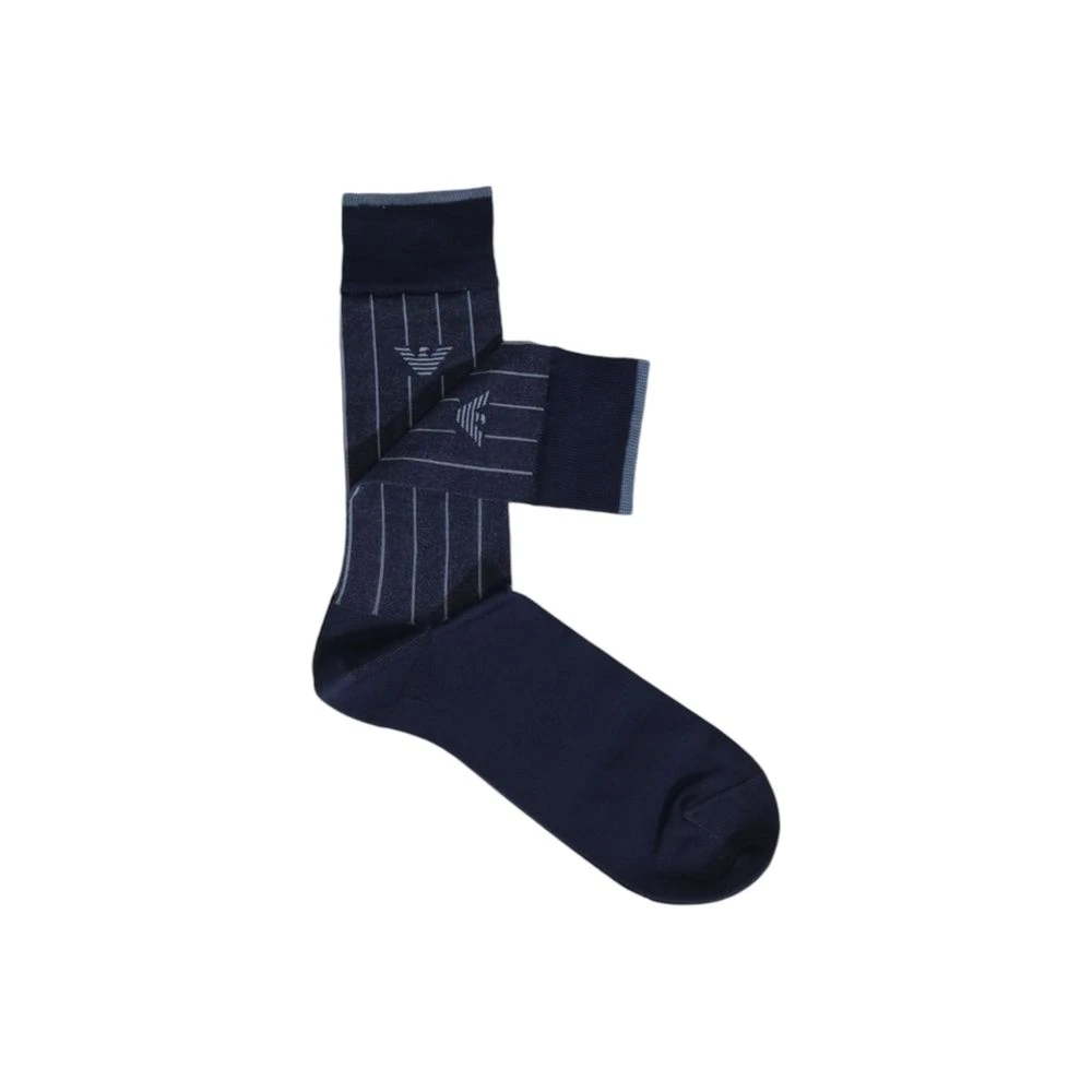 Emporio Armani Blauwe Katoenen Herensokken Herfst Winter Blue Heren