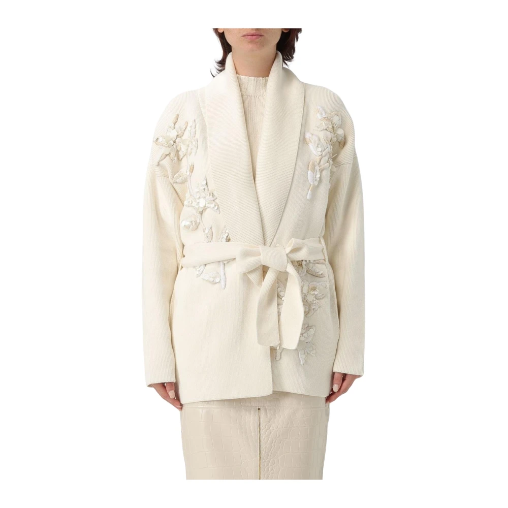 Golden Goose Women's Beige/Golden Embroidered Knit Cardigan
