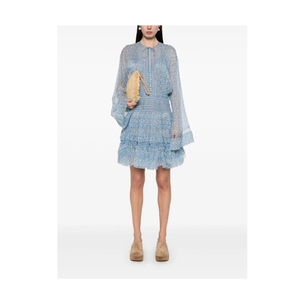 Ermanno Scervino Lichtblauwe Kant Voorkant Jurk Blue Dames