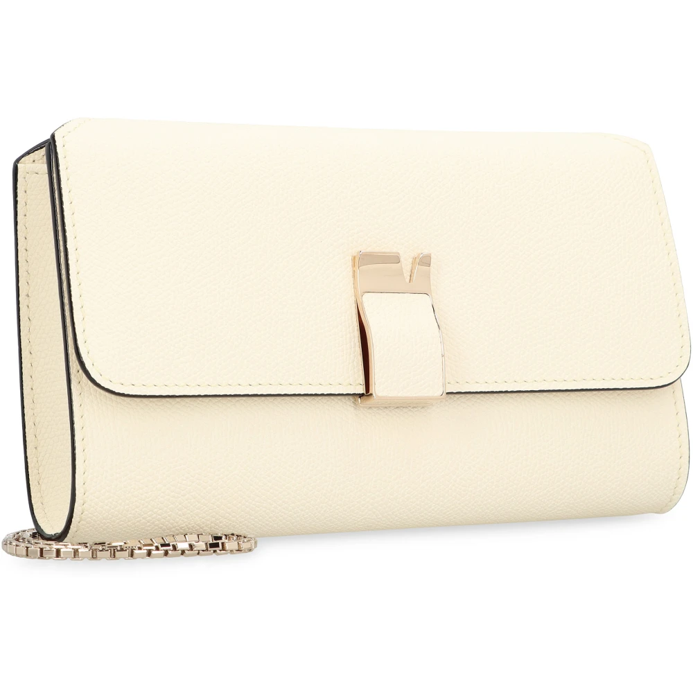 Valextra Leren Clutch met Kettingband Beige Dames