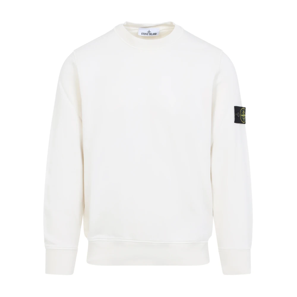 Stone Island Men's White Sweatshirts, Xl, Crewneck Sweatshirt