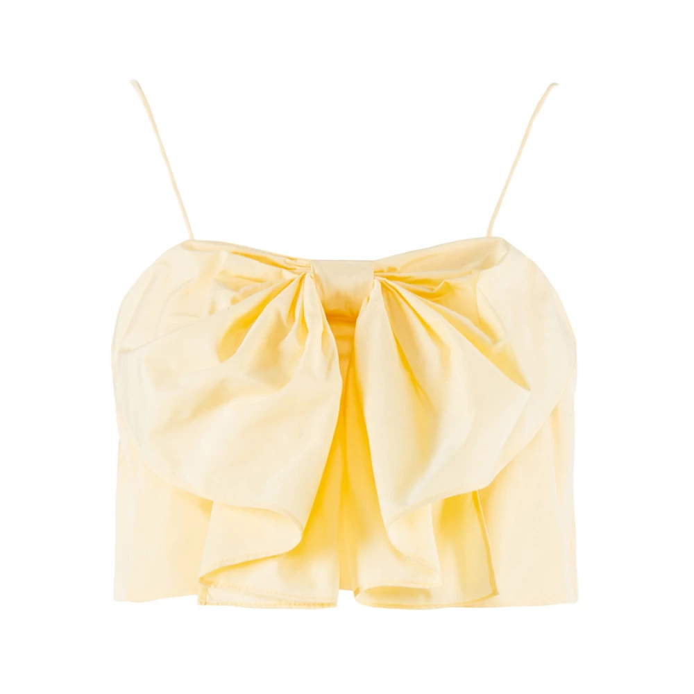 Nenette Cropped Top met Strik Detail Yellow Dames