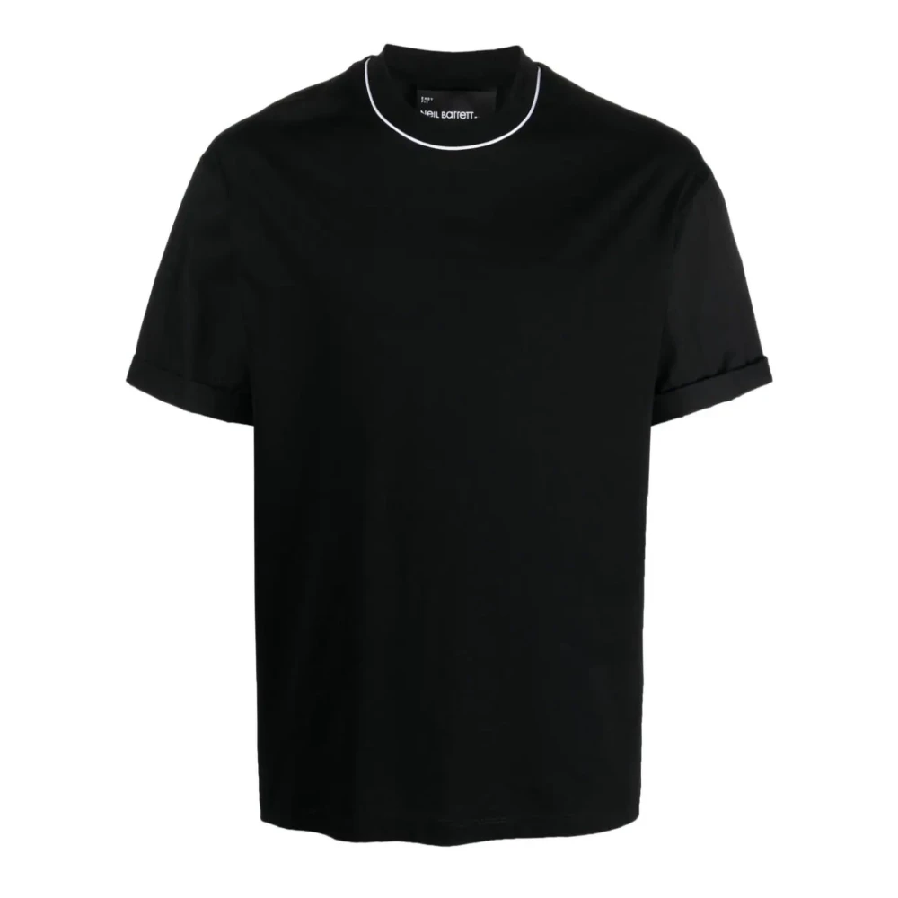Neil Barrett Zwarte katoenen T-shirt met contrastbies Black Heren