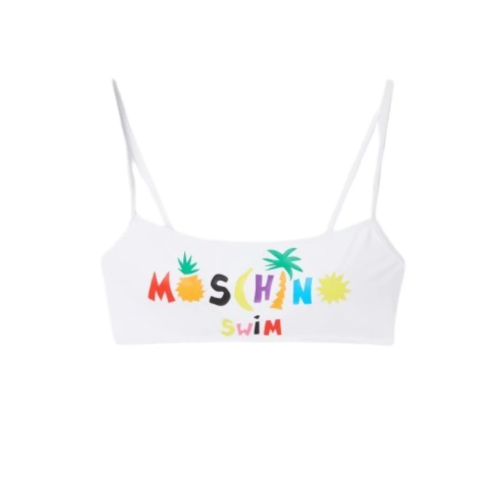 Moschino Strand Logo Bikini Set White Dames