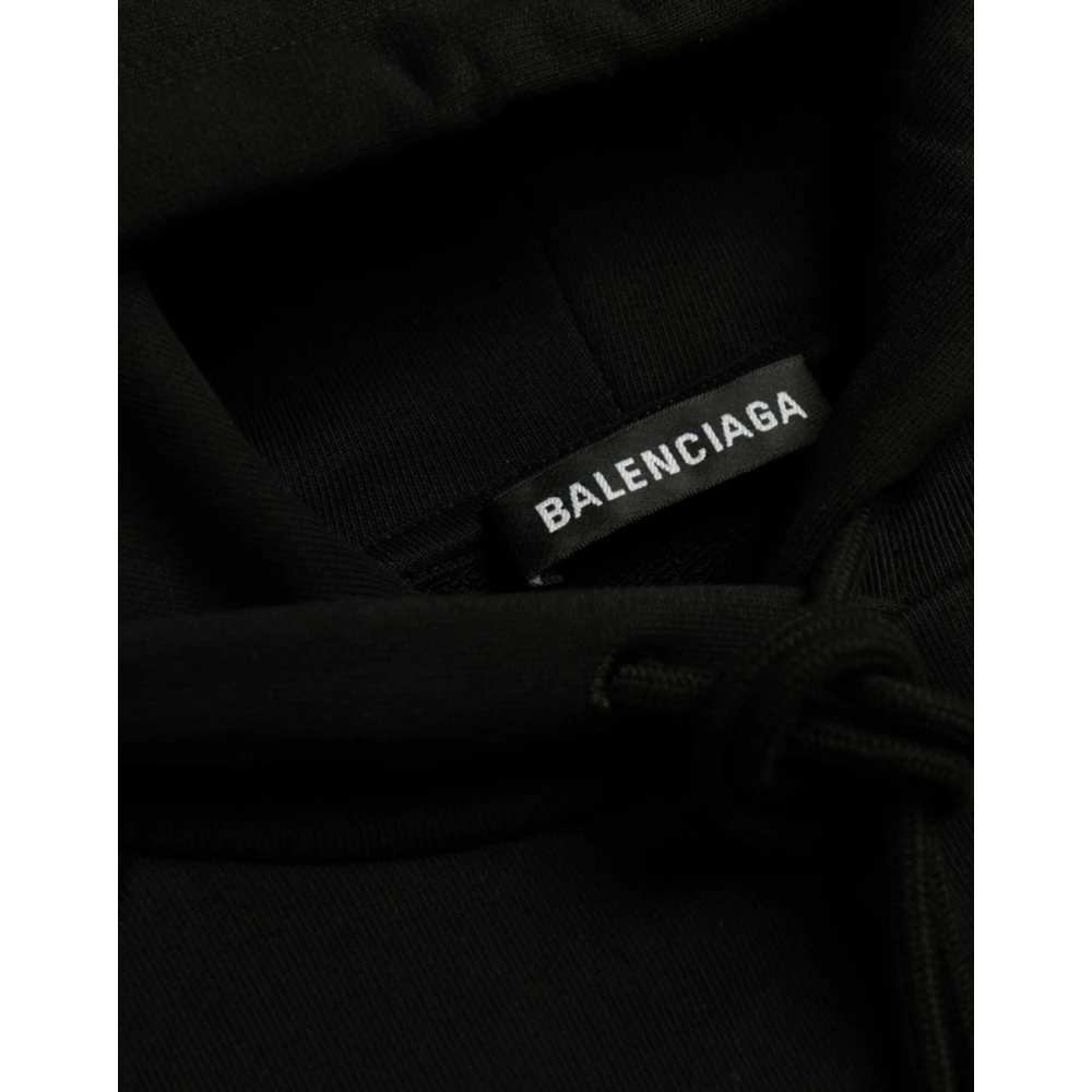 Balenciaga Zwarte Katoenen Hoodie Logo Print Black Heren