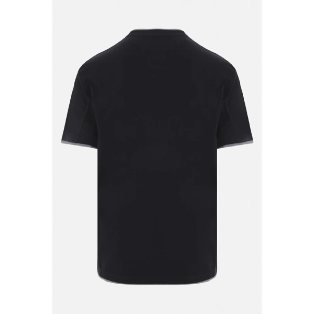 BRUNELLO CUCINELLI Zwart T-shirt met Grijze Rand Black Heren