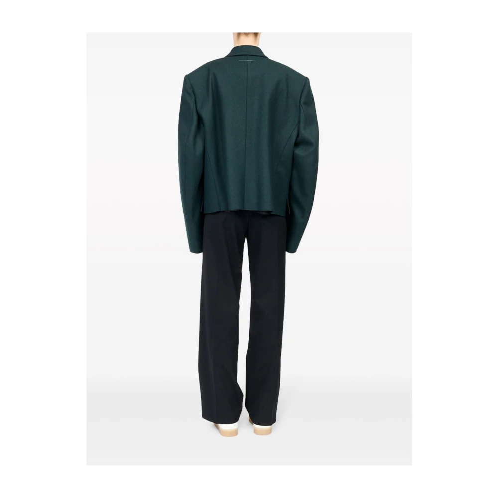 MM6 Maison Margiela Groene wollen blend dubbelrijdige jas Green Dames