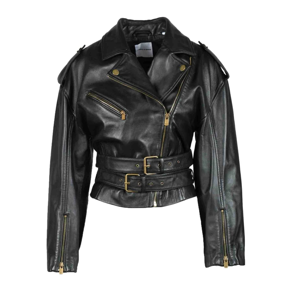 Pinko Leren jas 100% leer Black Dames