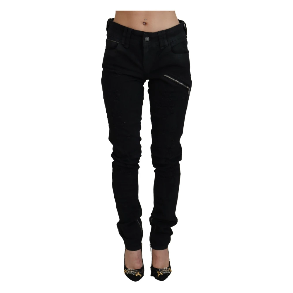 John Galliano Zwarte Skinny Jeans met Middelhoge Taille Black Dames