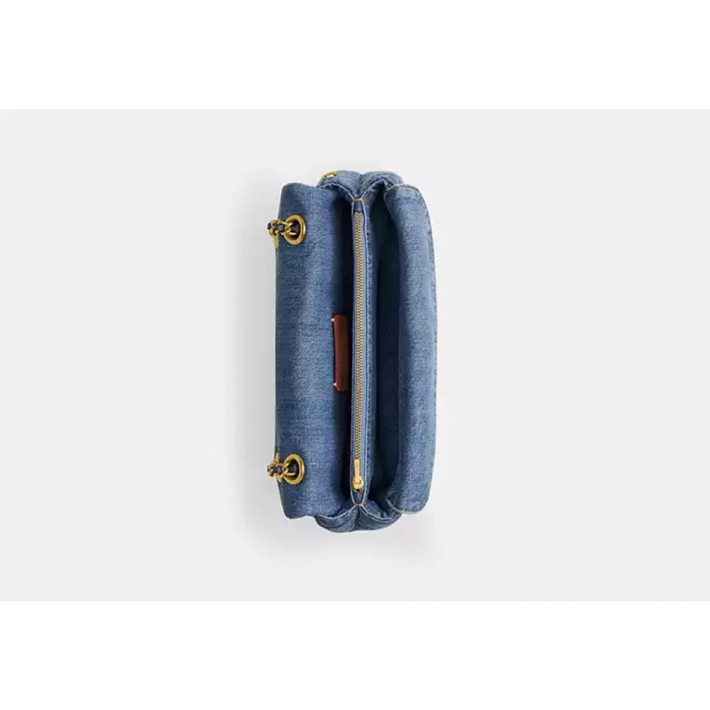Coach Gewatteerde Denim Tabby Schoudertas Blue Dames