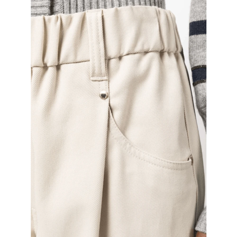 BRUNELLO CUCINELLI Roomwitte Straight-Leg Broek Beige Dames