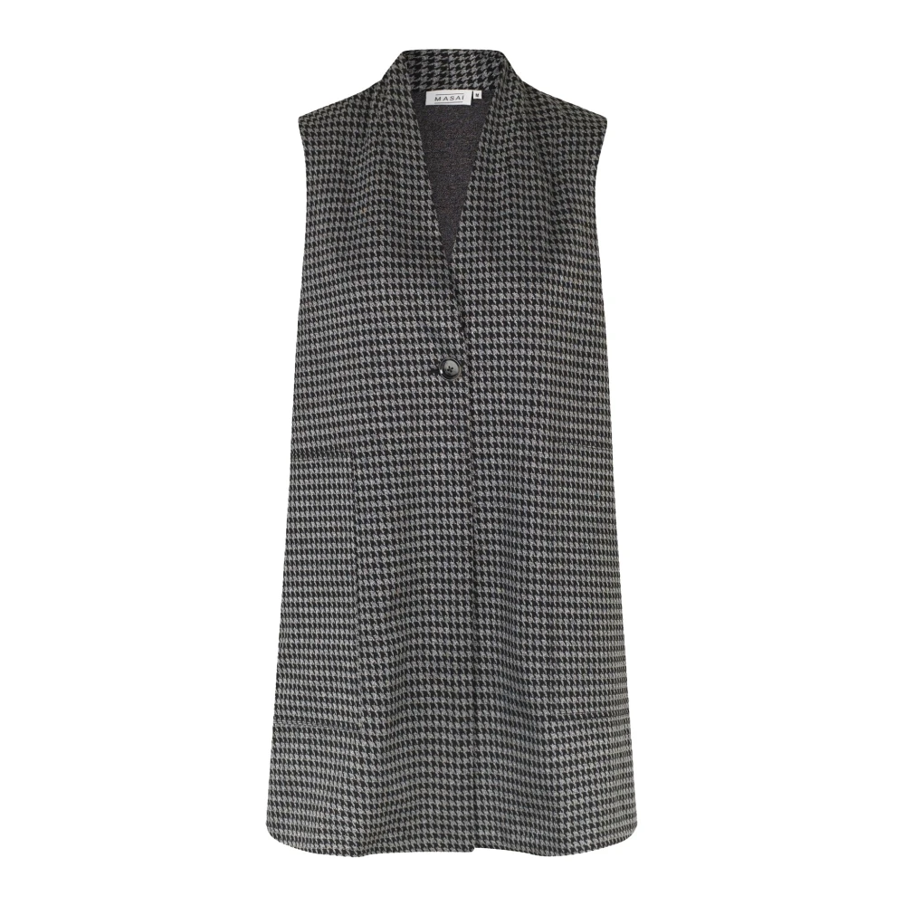 Masai Geruite vest met A-lijn snit Black Dames