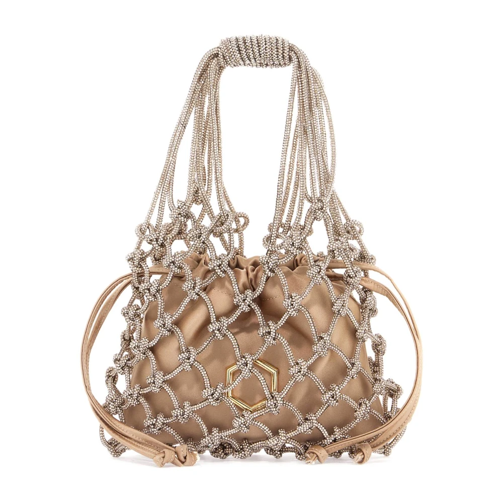 Hibourama Kristal Draad Mini Handtas Beige Dames