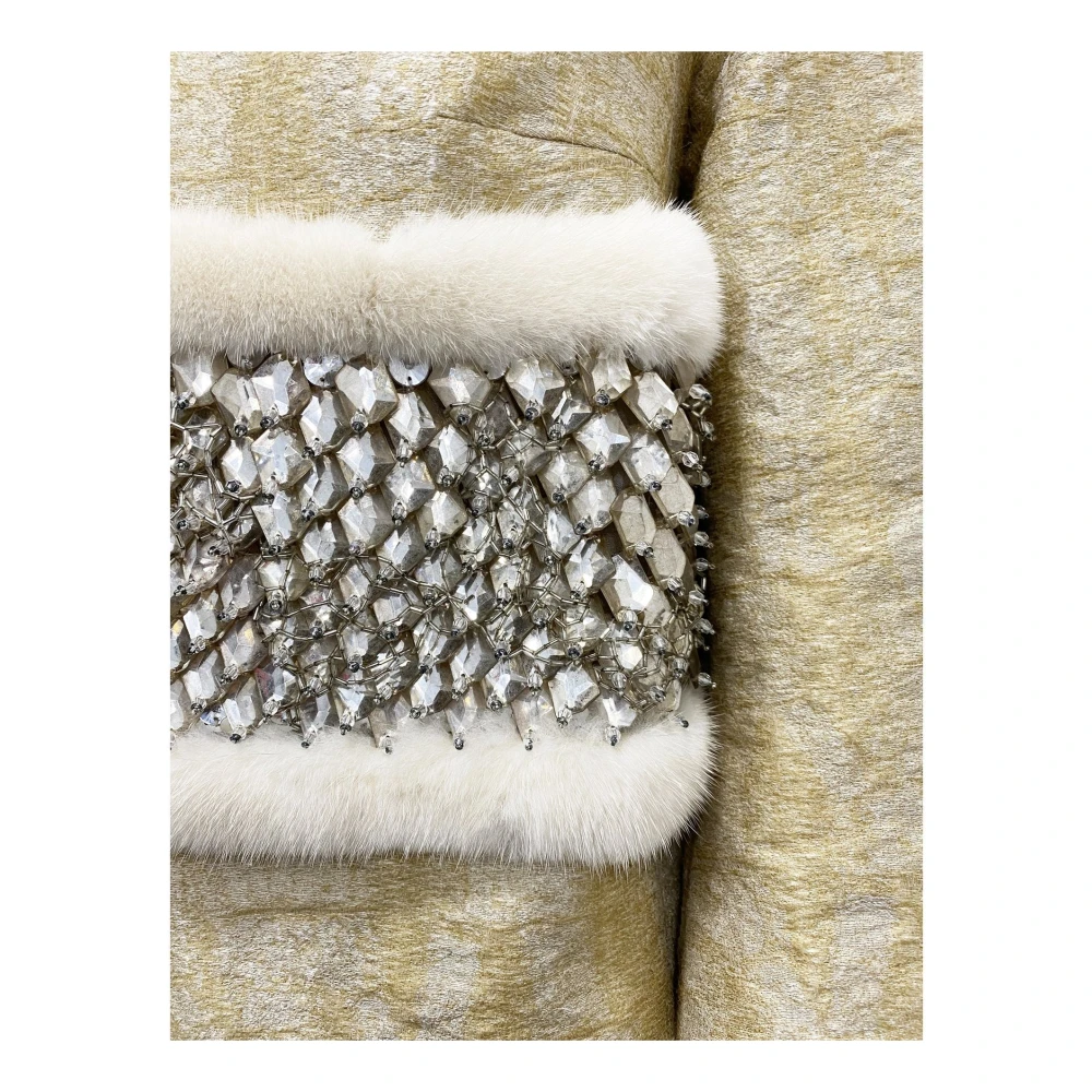 Dsquared2 Kristalversierde jas met nertsbont Beige Dames