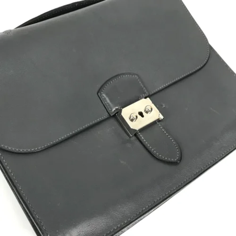 Hermès Vintage Pre-owned Leather handbags Gray Heren