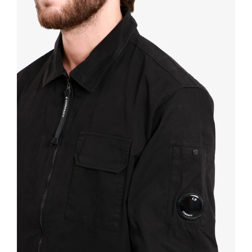 C.P. Company Zwarte Katoenen Gabardine Jas Black Heren