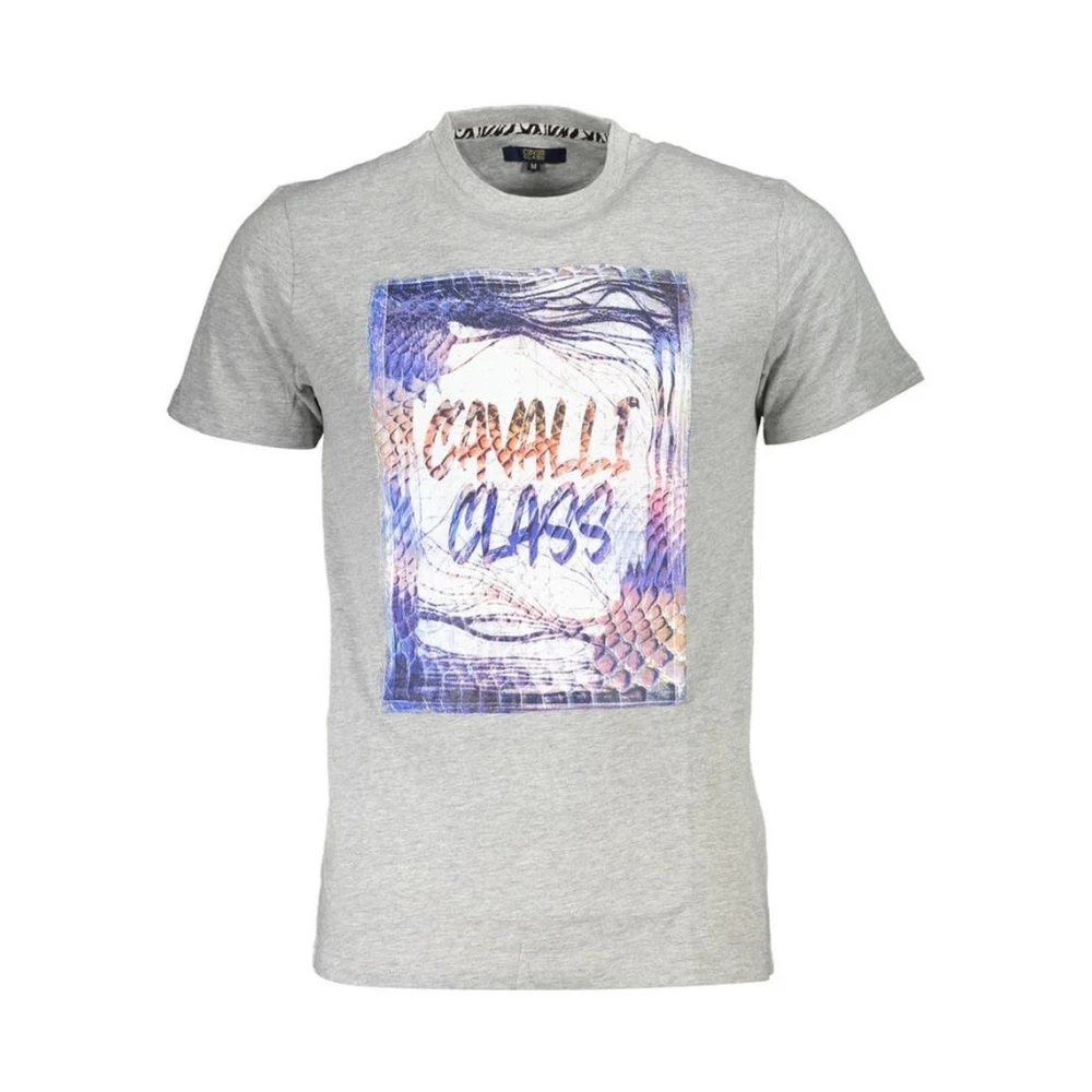 Cavalli Class Men's Gray Graphic Print Tee Shirt