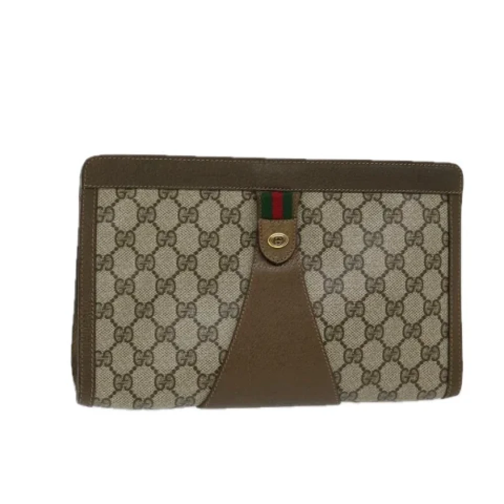 Gucci Vintage Pre-owned Leather clutches Beige Dames