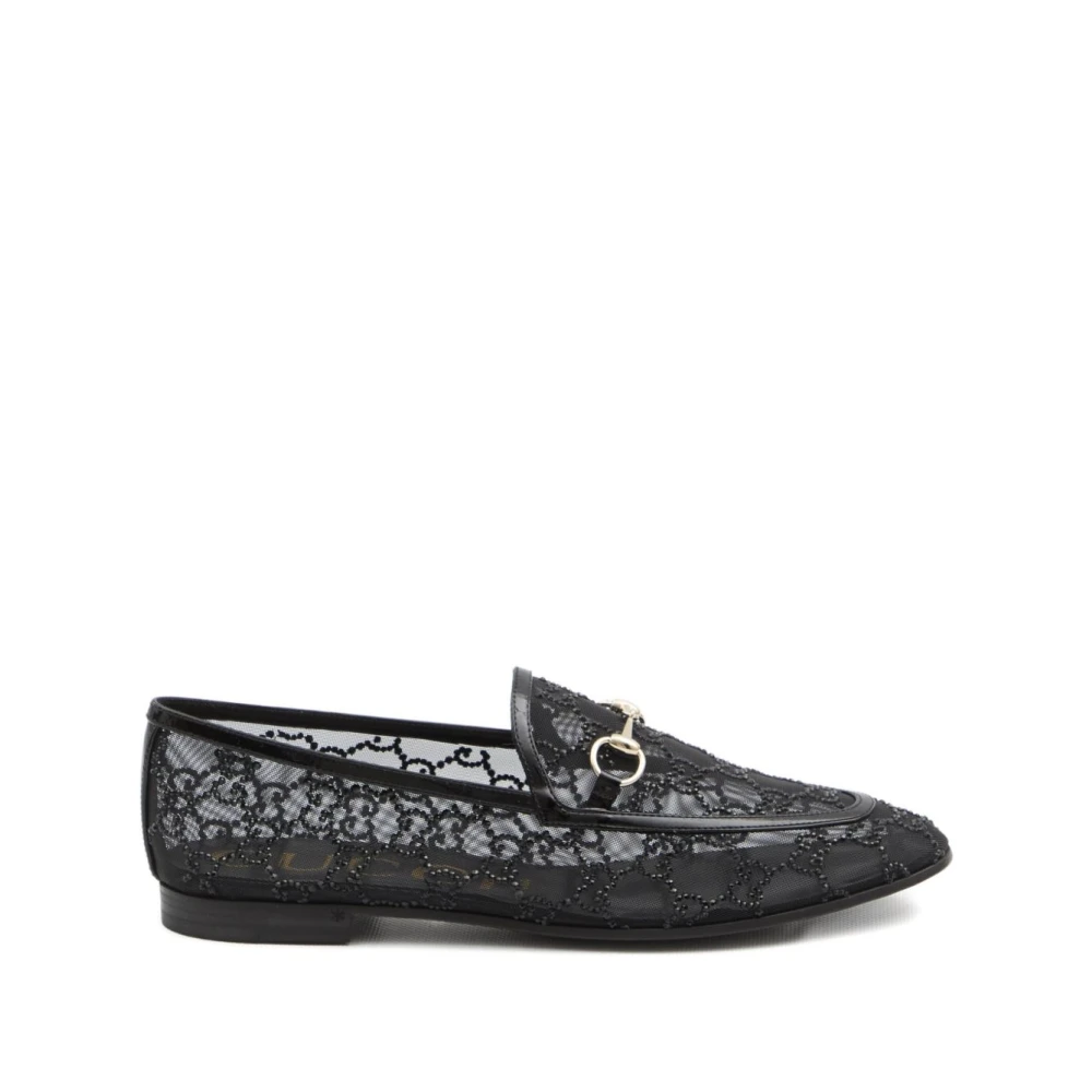 Gucci Women's Black Flat Crystal Loafers