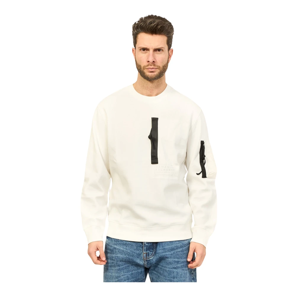 Armani Exchange Witte Sweater Urban Stijl White Heren