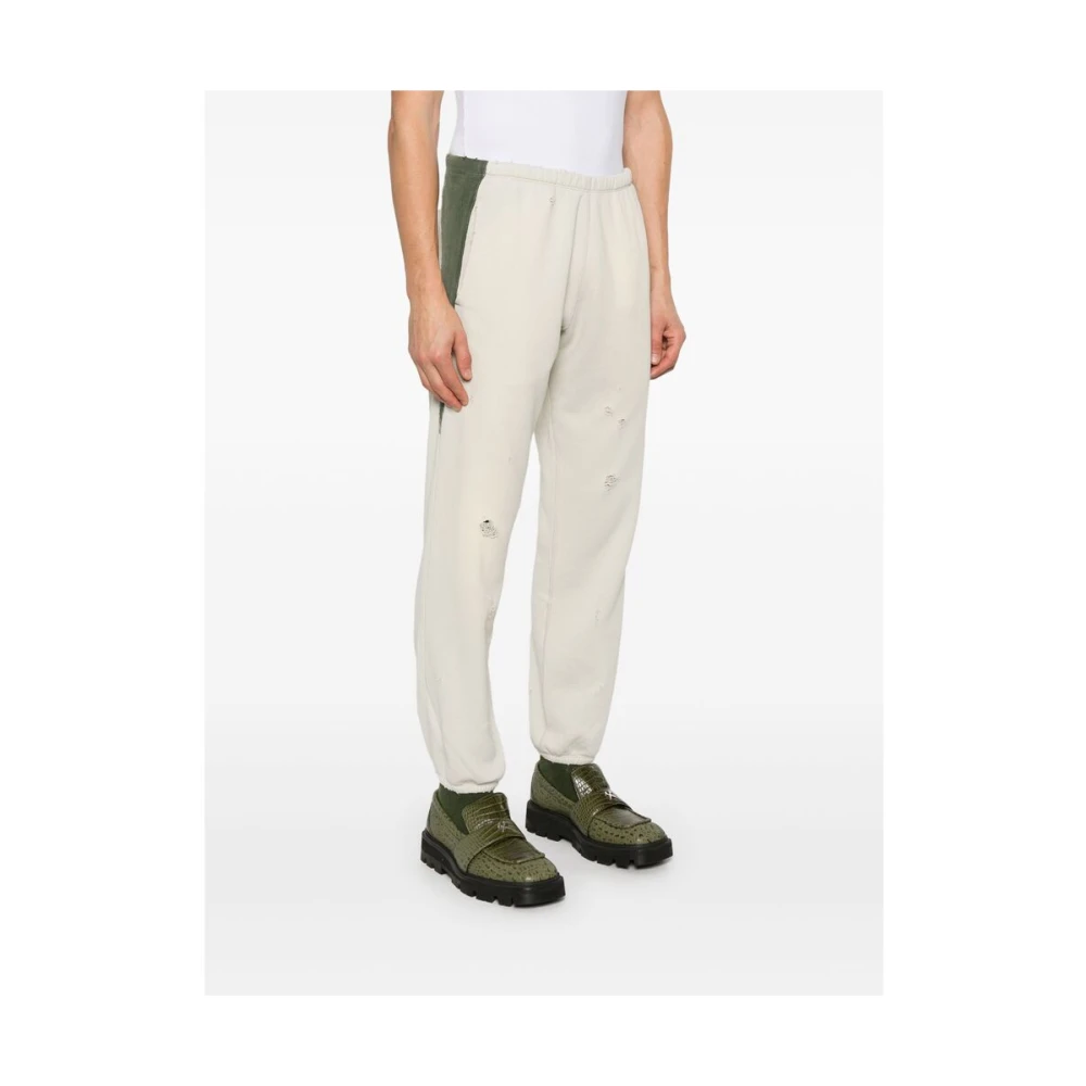 Needles Kleur-blok katoenen jersey broek Beige Heren