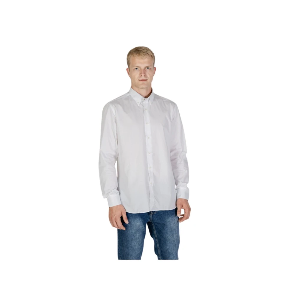 Aquascutum Club Check Overhemd Lange Mouw White Heren
