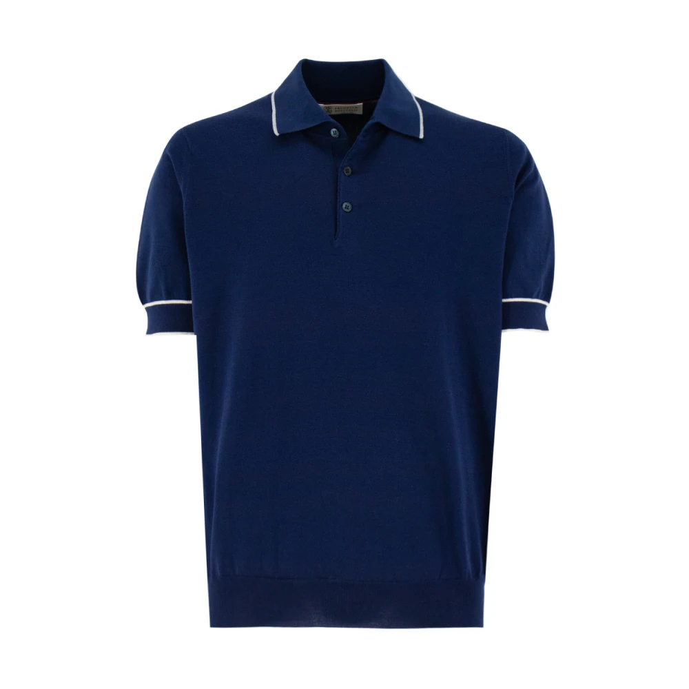 BRUNELLO CUCINELLI Verfijnd Poloshirt met Verfijnde Details Blue Heren